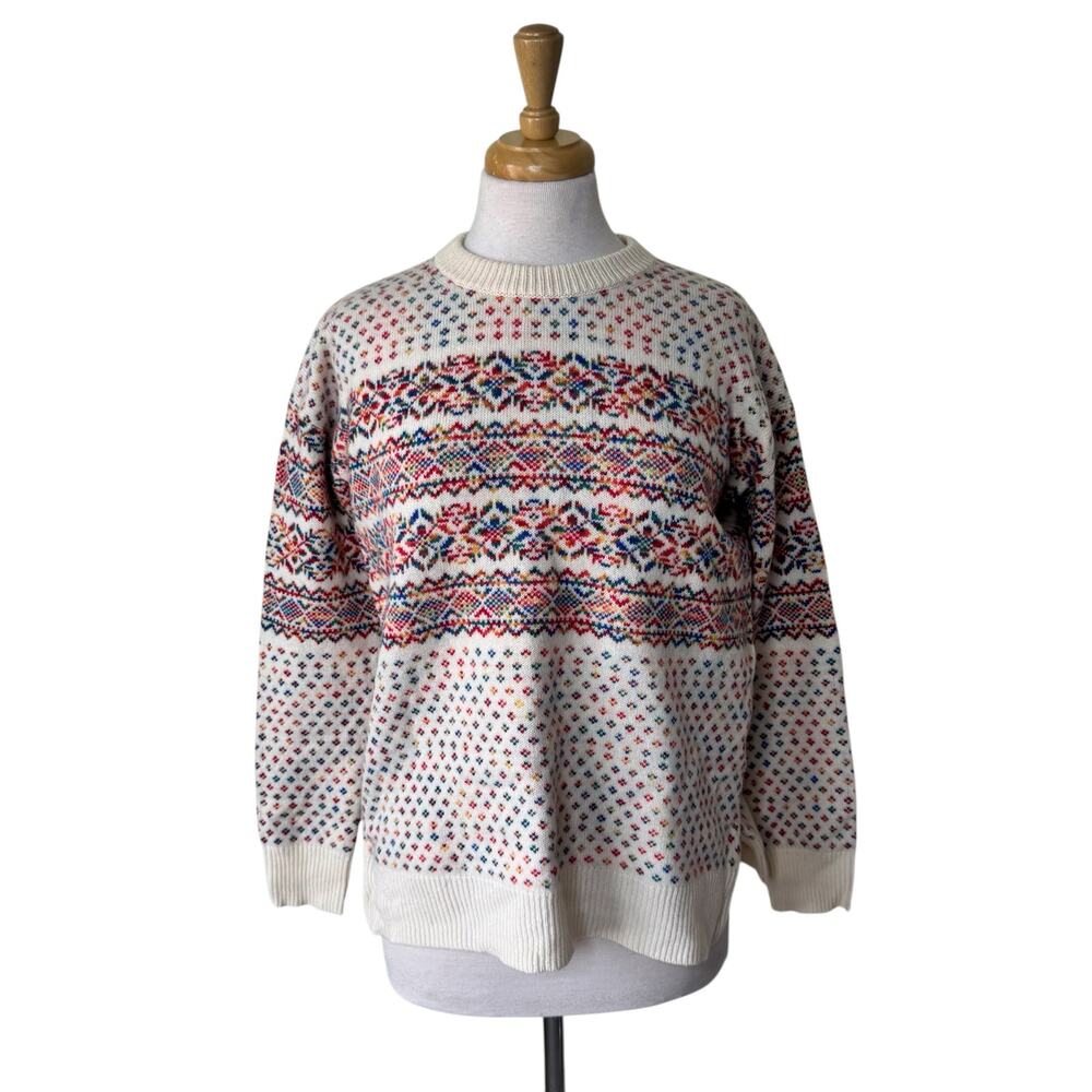 J. Crew Fair Isle 100% Wool Crewneck Sweater Multi Color  Size XS